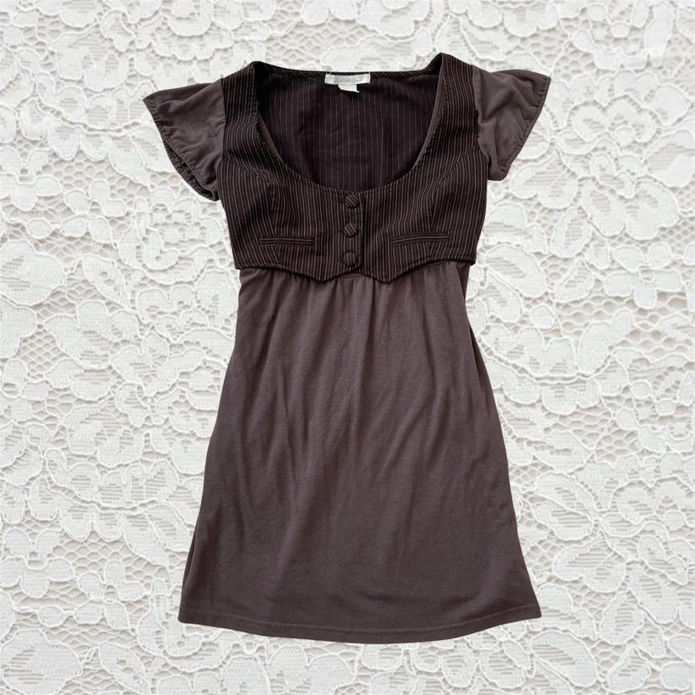 vintage charlotte russe twee mini dress with cute mini vest attached